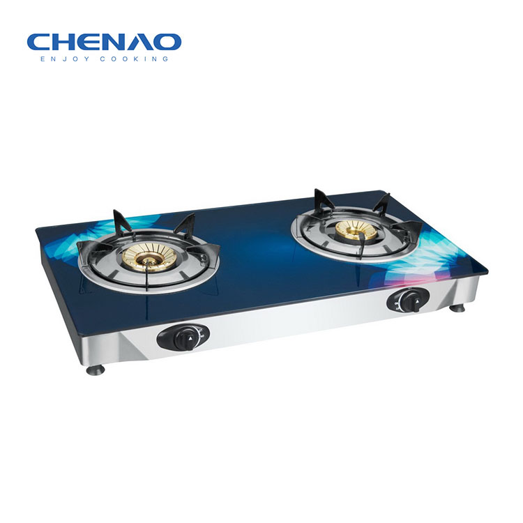  2 burner indoor portable table glass cover gas stove gas cooker