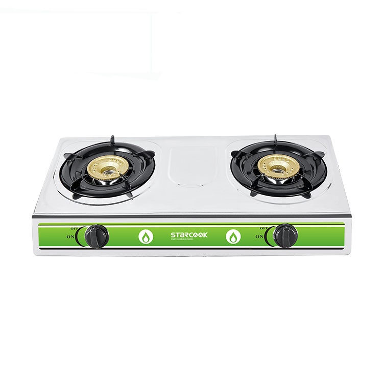 Stainless Steel Table Gas Stove-2 Burner Iron Gas Burner